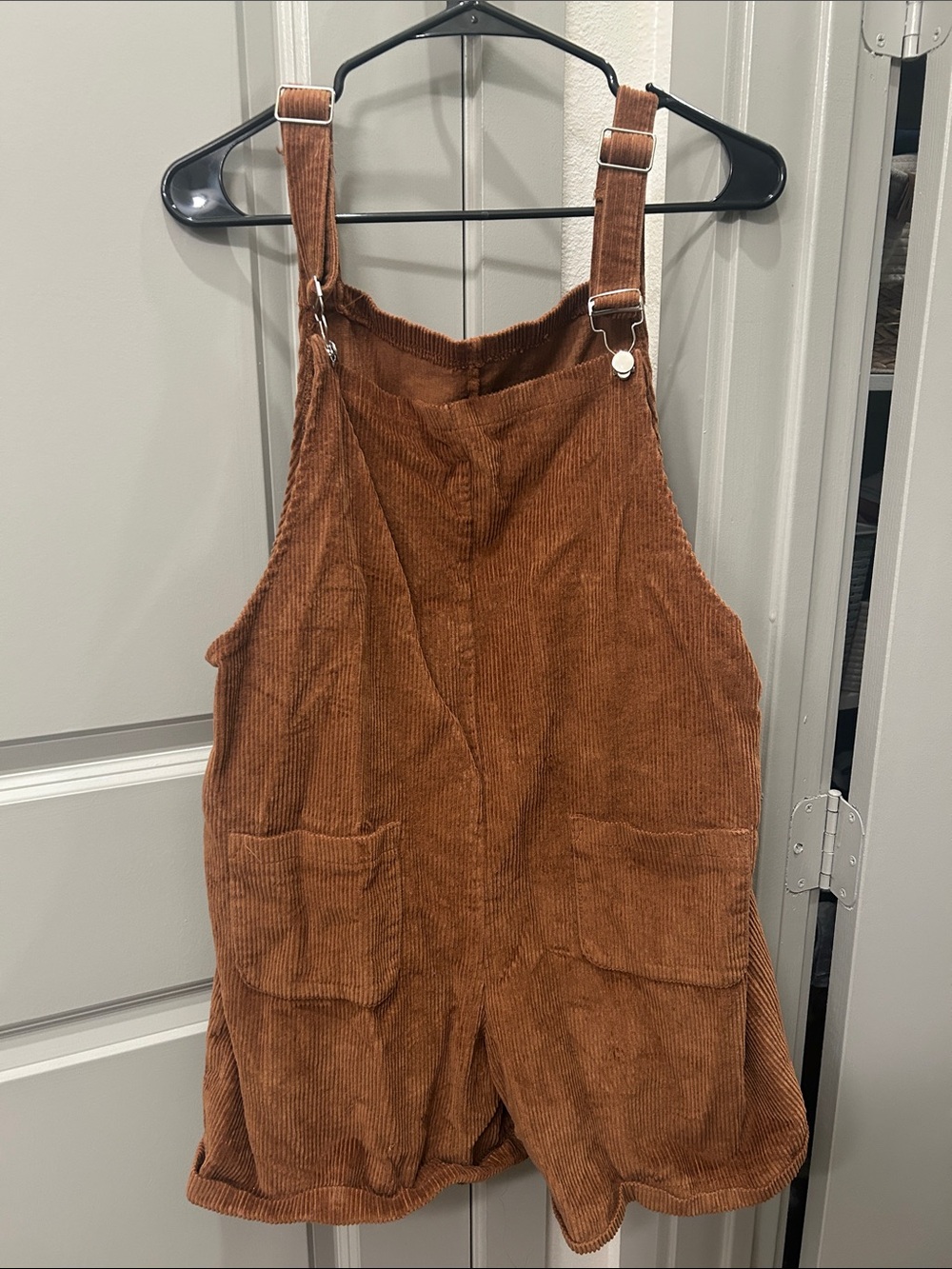 Rust Corduroy Overall Romper - Women's Rust Brown